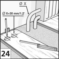 Piktogramm - Laminat verlegen um Heizungen - anzeichnen
